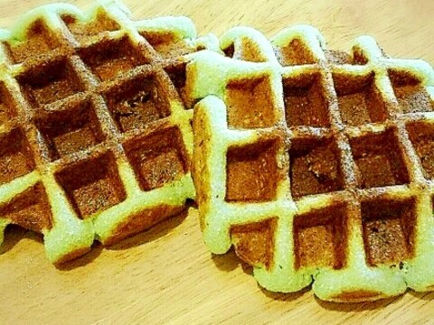 かき氷シロップで！メロンのふわふわおからワッフル